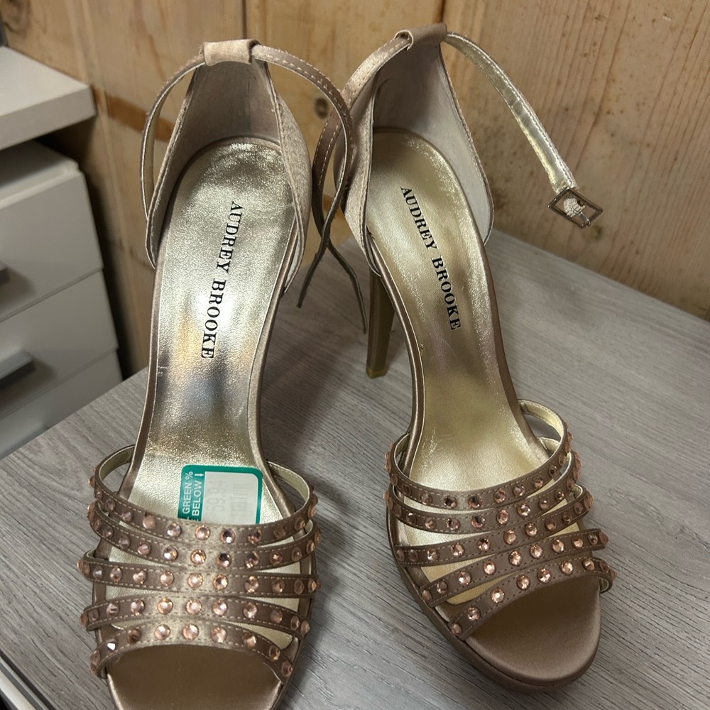 Audrey Brooke Metallic Strappy Heels